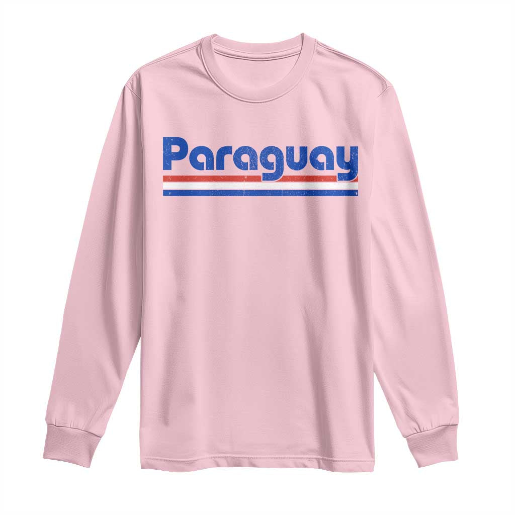Vintage Paraguay Flag Long Sleeve Shirt Retro Stripe Patriotic Paraguayan Pride Graphic TS10 Light Pink Print Your Wear