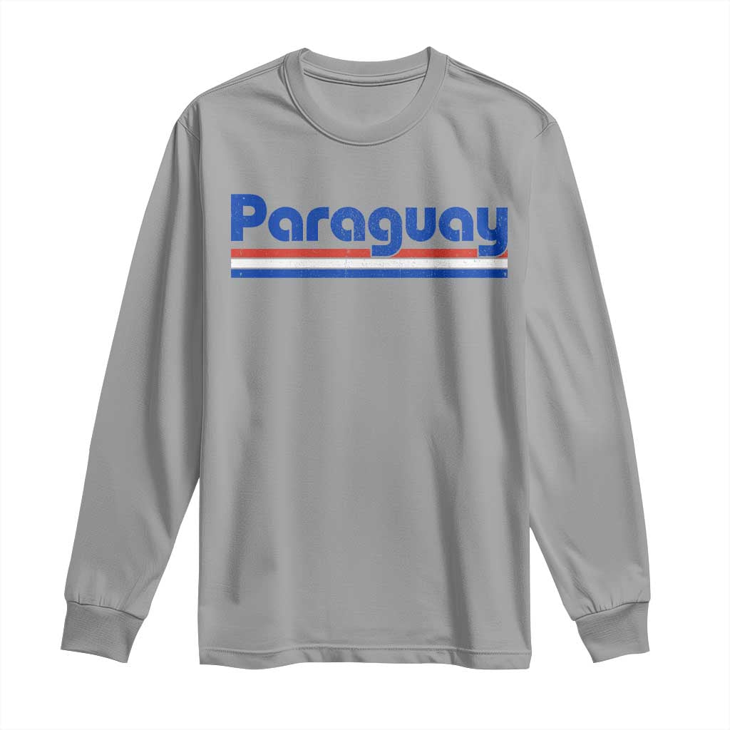 Vintage Paraguay Flag Long Sleeve Shirt Retro Stripe Patriotic Paraguayan Pride Graphic TS10 Sport Gray Print Your Wear