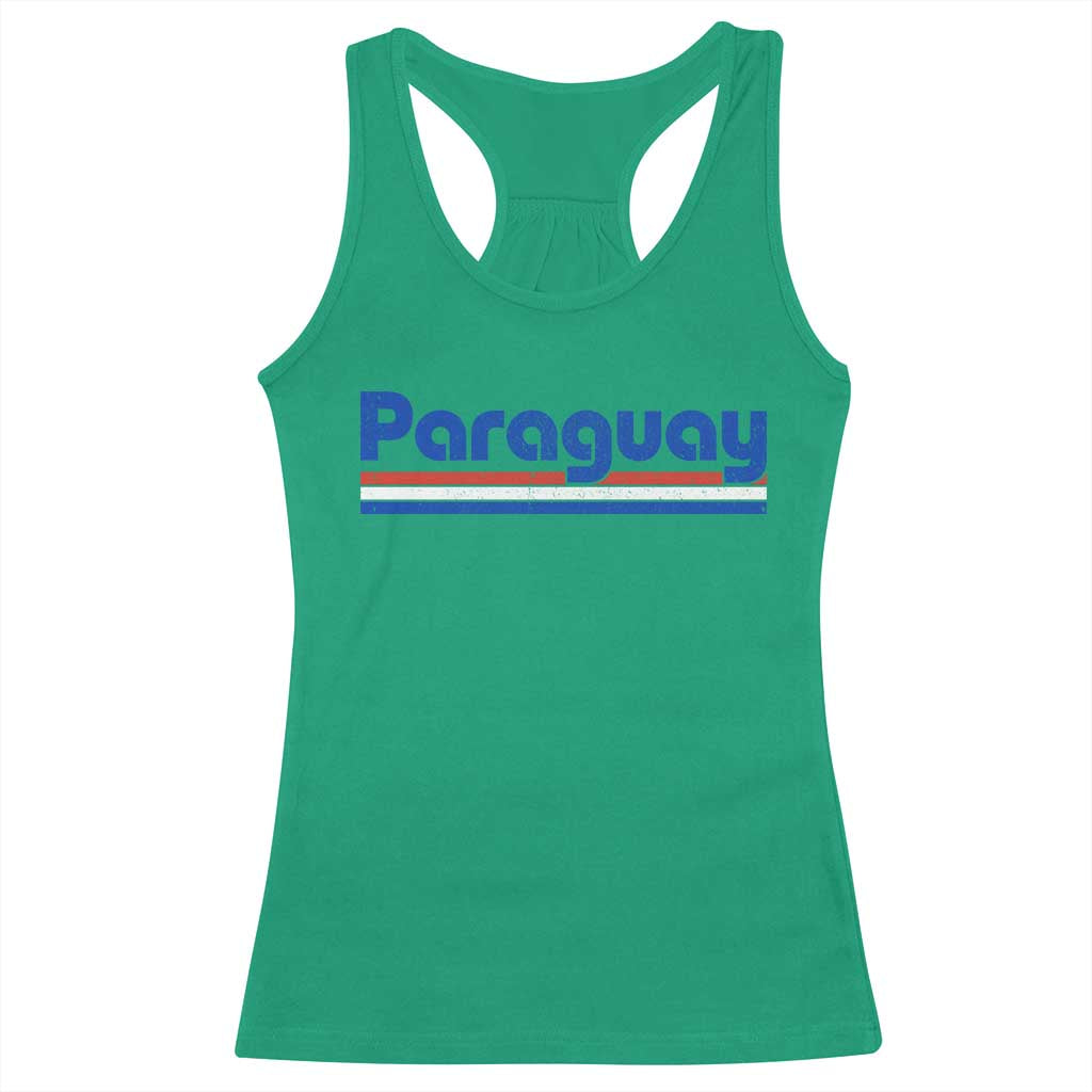 Vintage Paraguay Flag Racerback Tank Top Retro Stripe Patriotic Paraguayan Pride Graphic TS10 Irish Green Print Your Wear