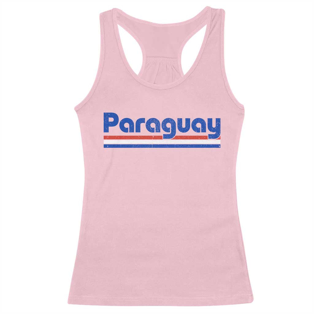 Vintage Paraguay Flag Racerback Tank Top Retro Stripe Patriotic Paraguayan Pride Graphic TS10 Light Pink Print Your Wear