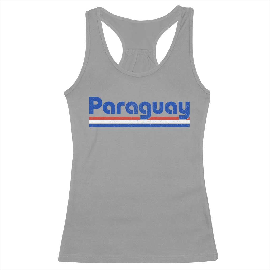 Vintage Paraguay Flag Racerback Tank Top Retro Stripe Patriotic Paraguayan Pride Graphic TS10 Sport Gray Print Your Wear
