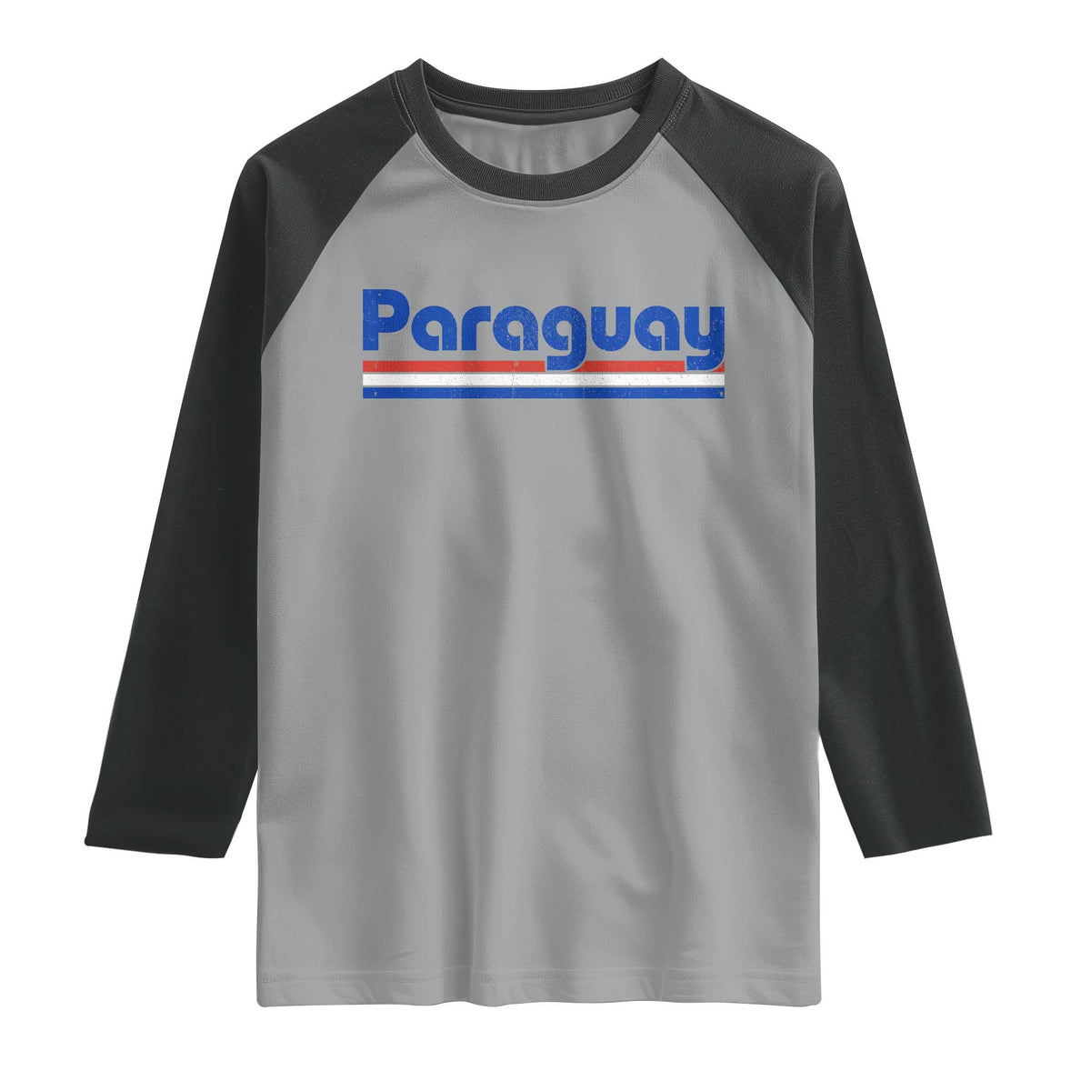 Vintage Paraguay Flag Raglan Shirt Retro Stripe Patriotic Paraguayan Pride Graphic TS10 Sport Gray Black Print Your Wear