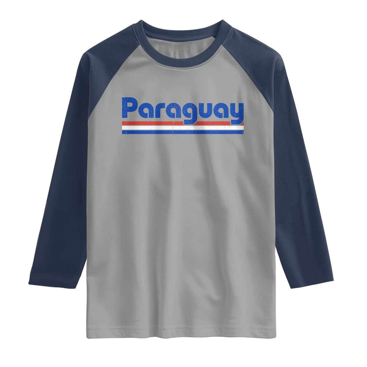 Vintage Paraguay Flag Raglan Shirt Retro Stripe Patriotic Paraguayan Pride Graphic TS10 Sport Gray Navy Print Your Wear
