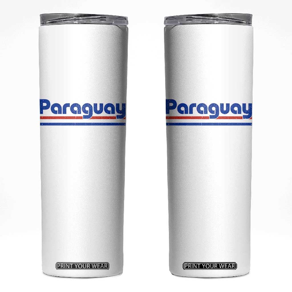 Vintage Paraguay Flag Skinny Tumbler Retro Stripe Patriotic Paraguayan Pride Graphic TS10 White Print Your Wear