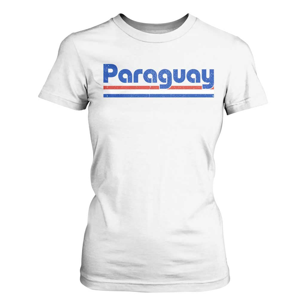 Vintage Paraguay Flag T Shirt For Women Retro Stripe Patriotic Paraguayan Pride Graphic TS10 White Print Your Wear