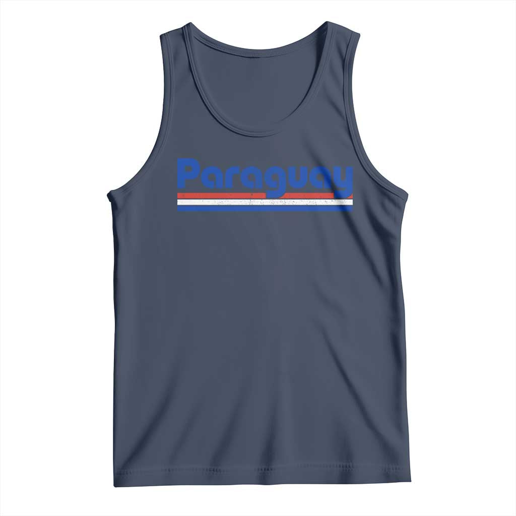 Vintage Paraguay Flag Tank Top Retro Stripe Patriotic Paraguayan Pride Graphic TS10 Navy Print Your Wear