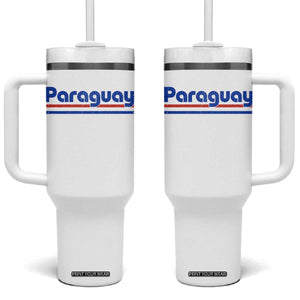 Vintage Paraguay Flag Tumbler With Handle Retro Stripe Patriotic Paraguayan Pride Graphic TS10 One Size: 40 oz White Print Your Wear
