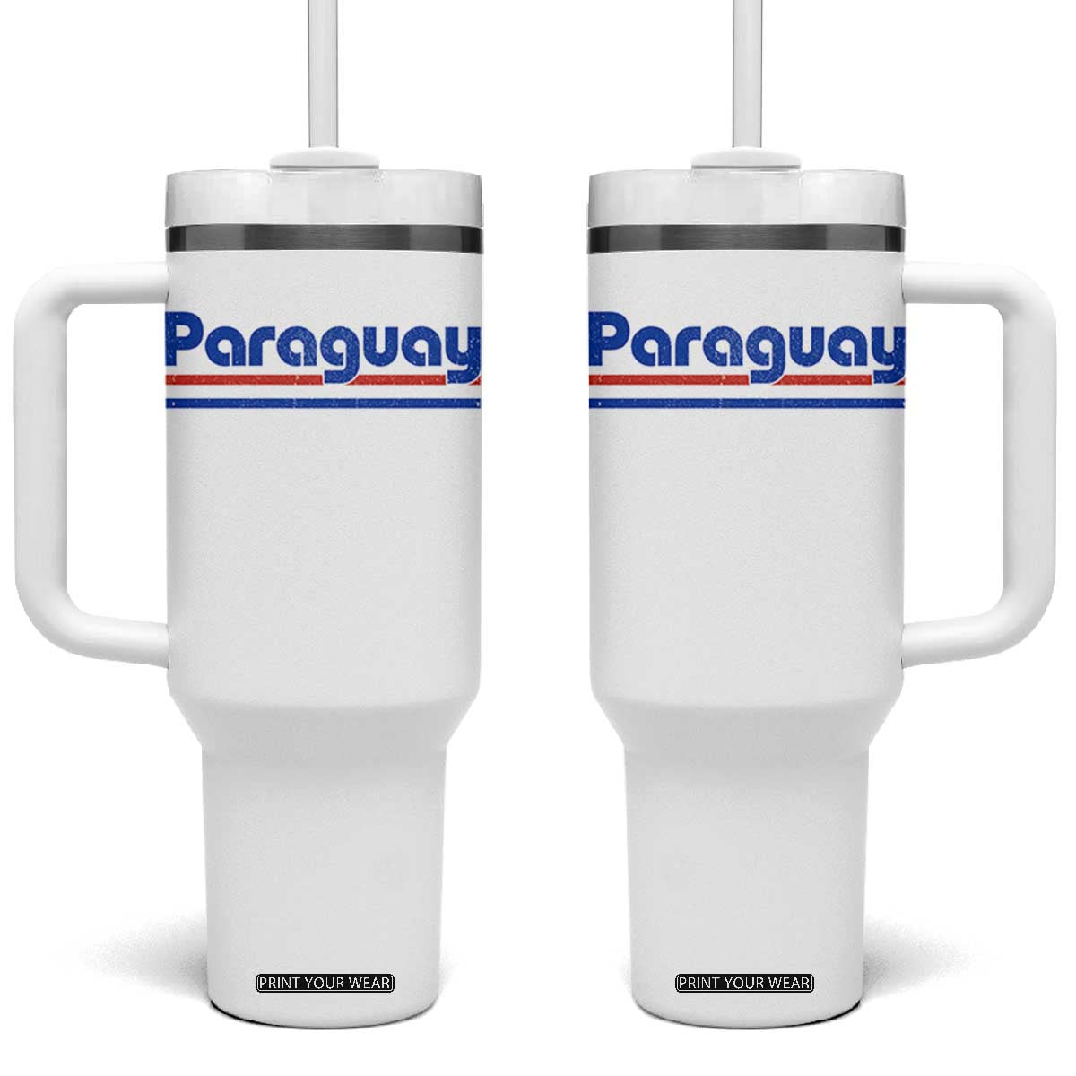 Vintage Paraguay Flag Tumbler With Handle Retro Stripe Patriotic Paraguayan Pride Graphic TS10 One Size: 40 oz White Print Your Wear