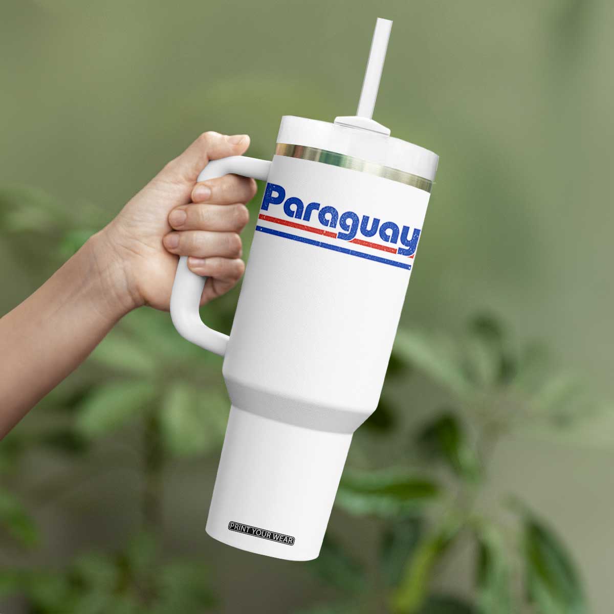 Vintage Paraguay Flag Tumbler With Handle Retro Stripe Patriotic Paraguayan Pride Graphic TS10 Print Your Wear