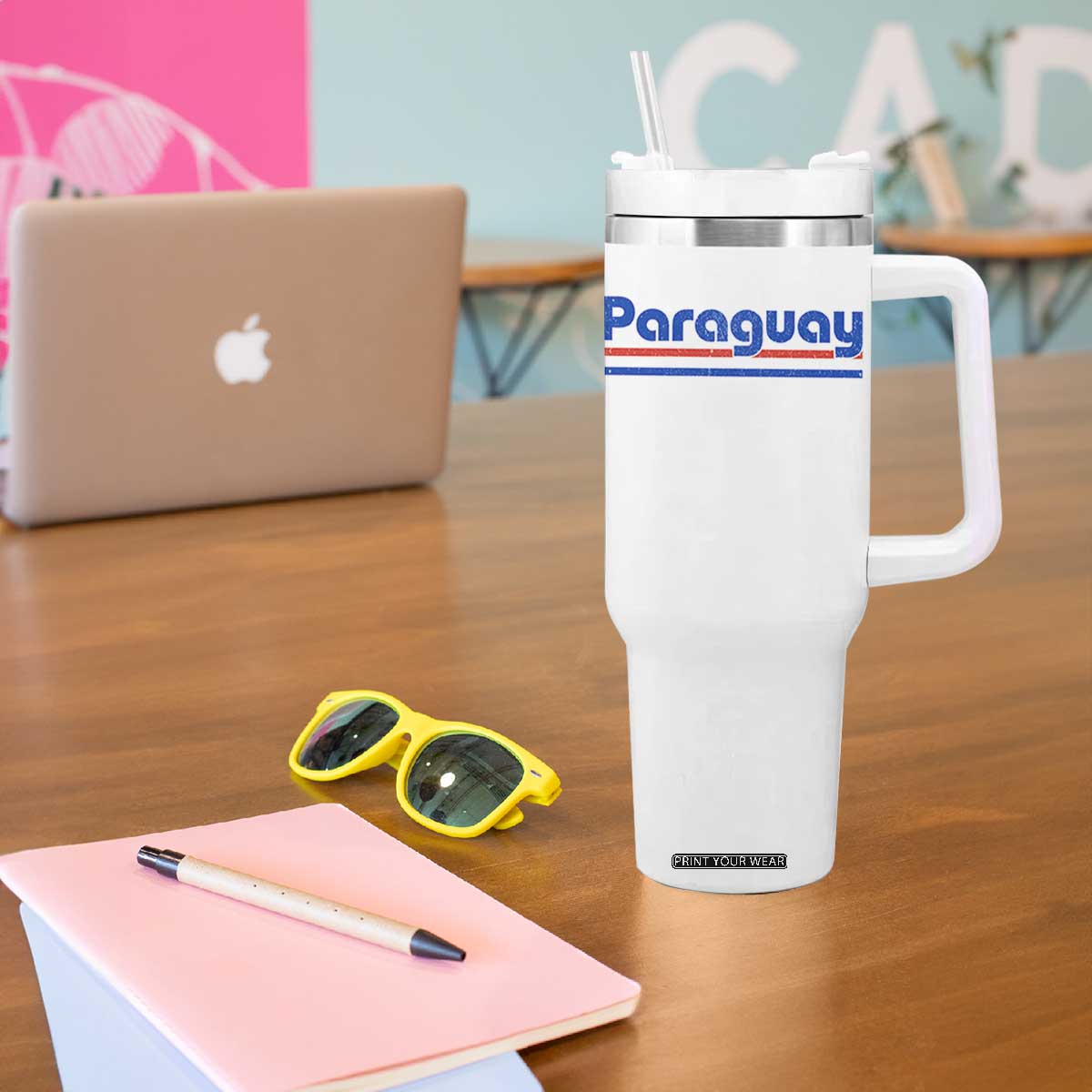 Vintage Paraguay Flag Tumbler With Handle Retro Stripe Patriotic Paraguayan Pride Graphic TS10 Print Your Wear