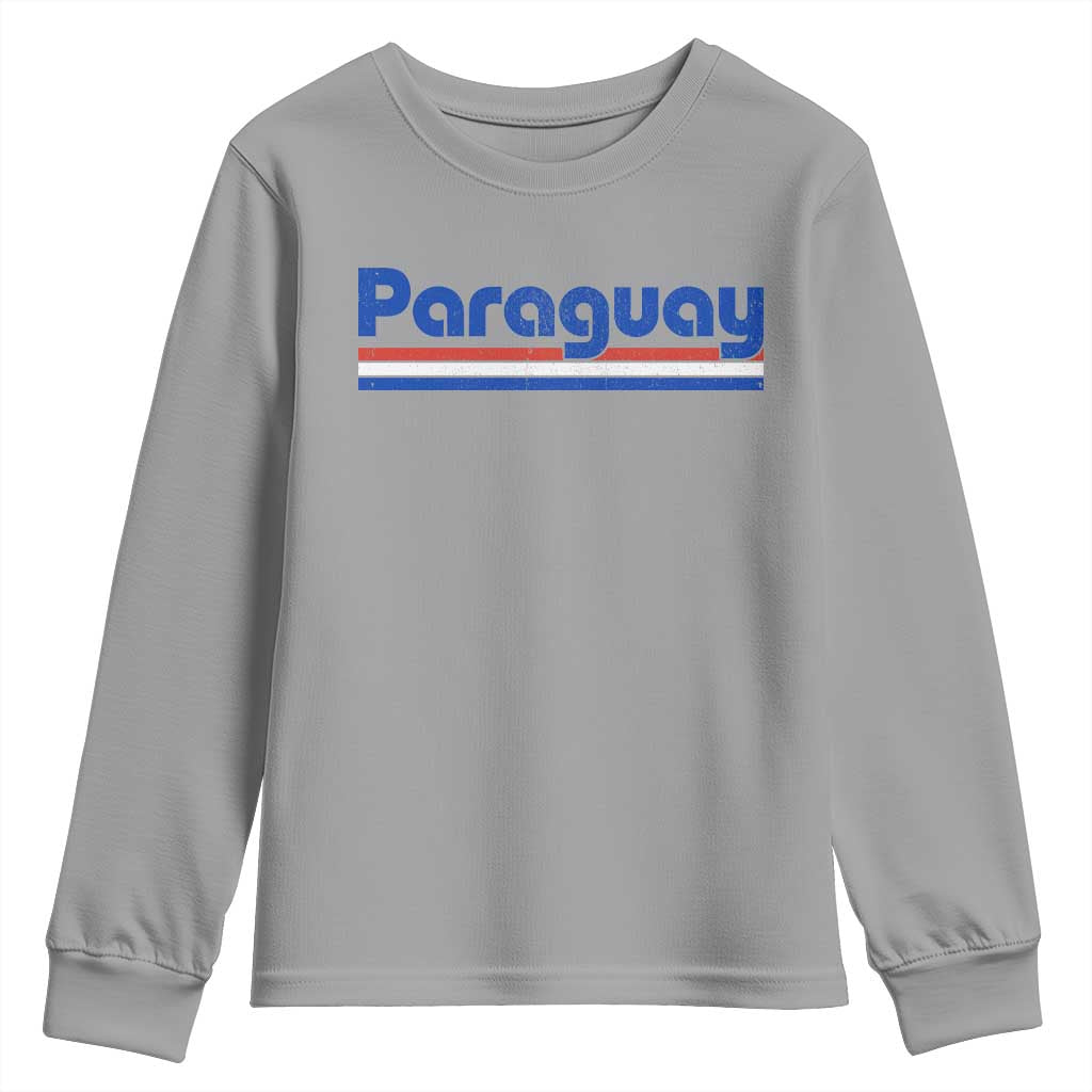 Vintage Paraguay Flag Youth Sweatshirt Retro Stripe Patriotic Paraguayan Pride Graphic TS10 Sport Gray Print Your Wear