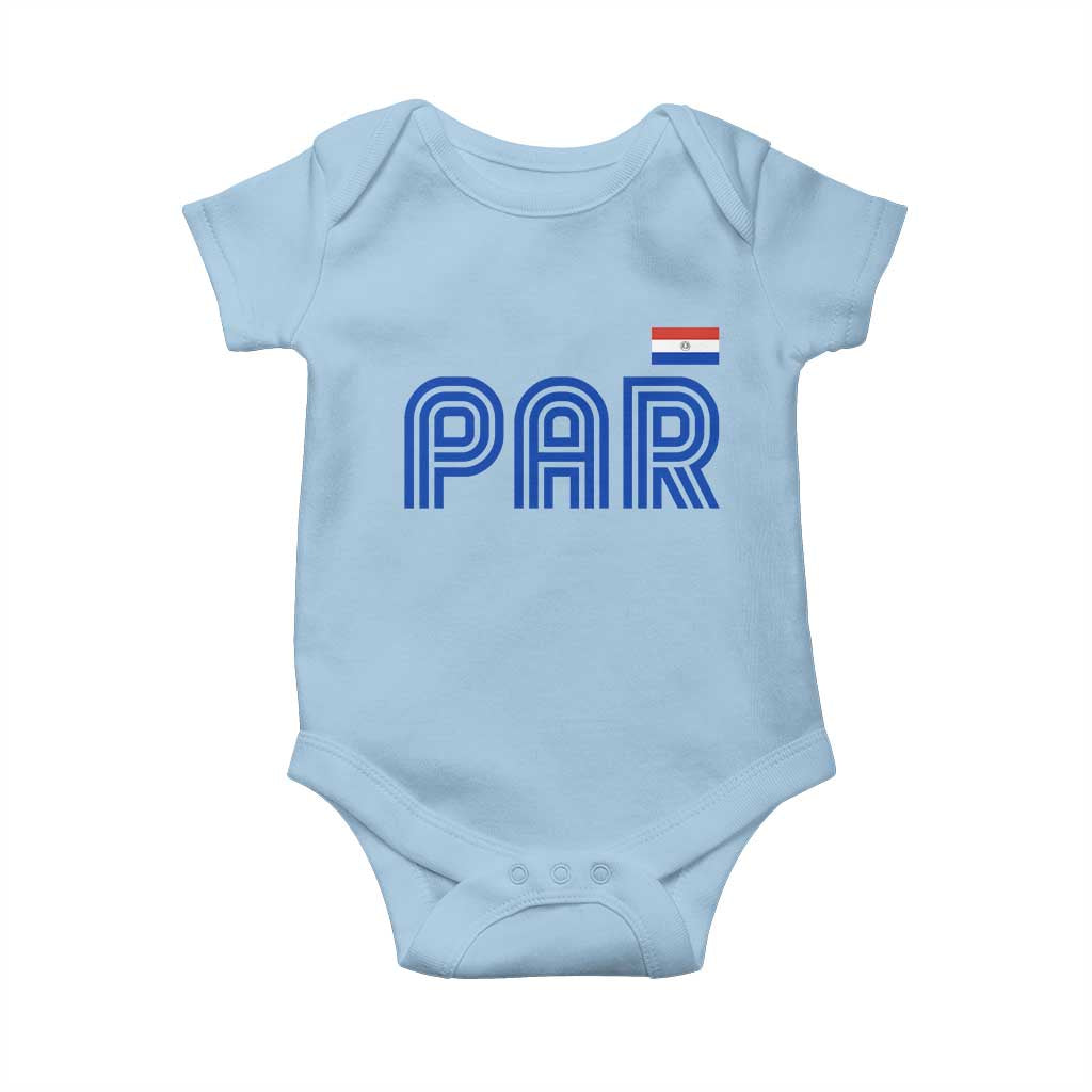 Vintage Paraguay Baby Onesie Retro Typography Patriotic Paraguayan Pride Flag Graphic TS10 Light Blue Print Your Wear