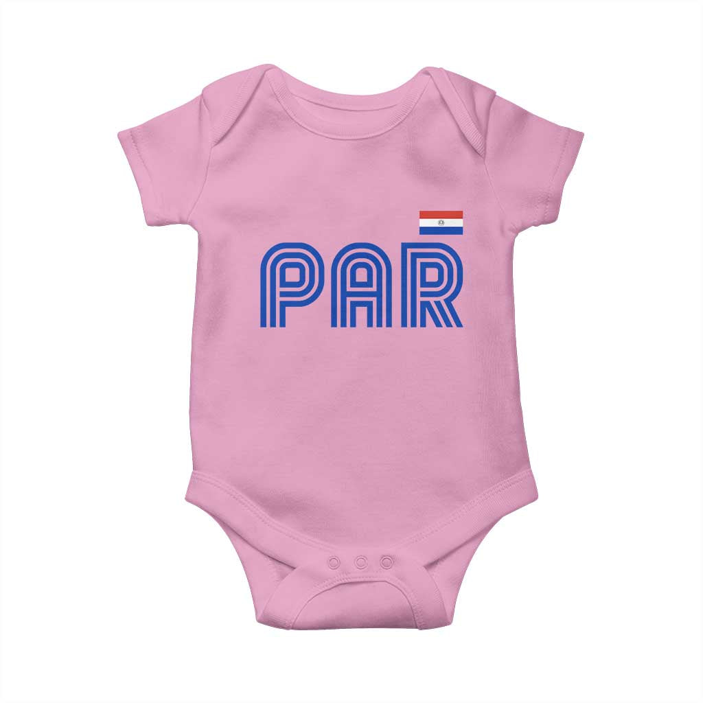 Vintage Paraguay Baby Onesie Retro Typography Patriotic Paraguayan Pride Flag Graphic TS10 Light Pink Print Your Wear