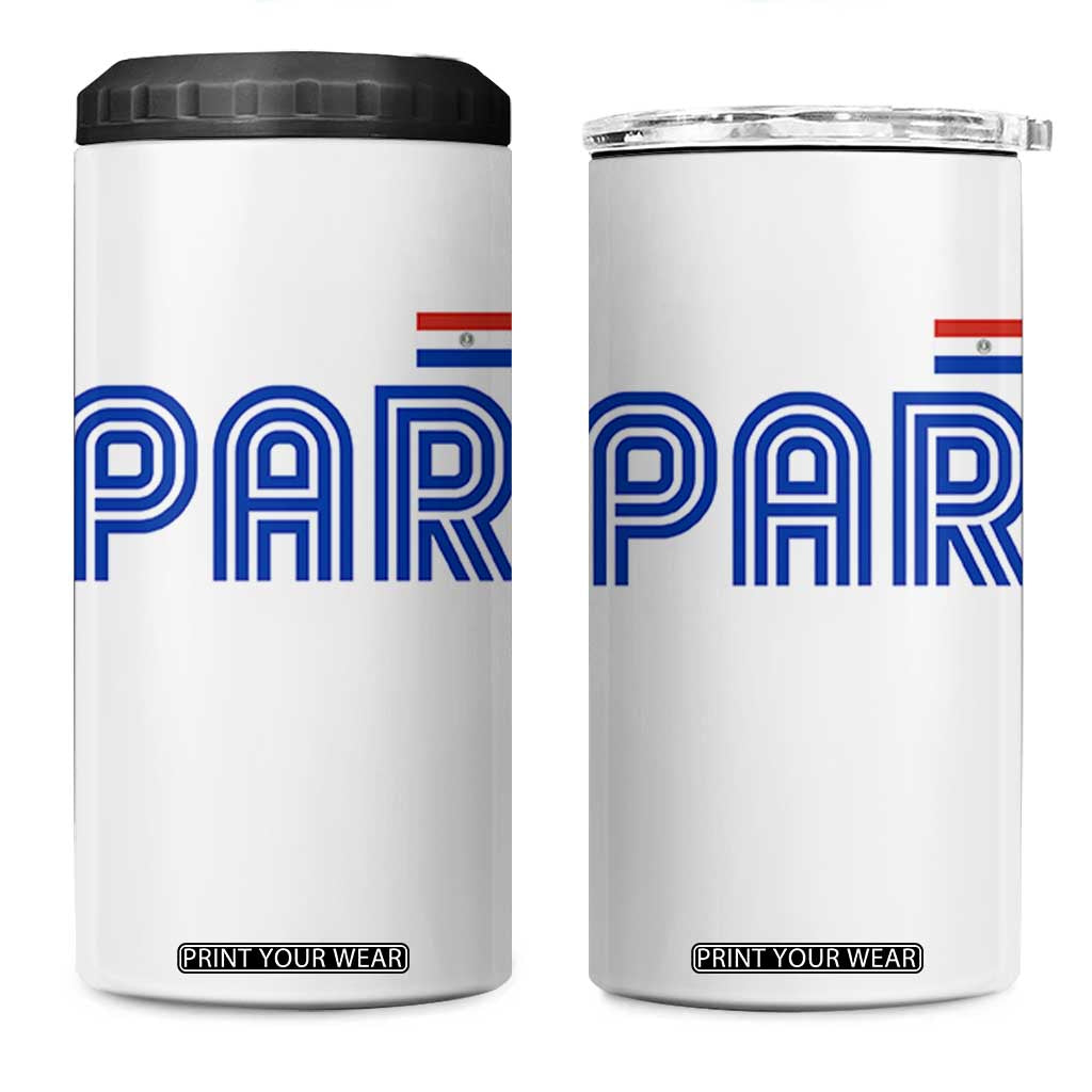Vintage Paraguay 4 in 1 Can Cooler Tumbler Retro Typography Patriotic Paraguayan Pride Flag Graphic TS10 One Size: 16 oz White Print Your Wear