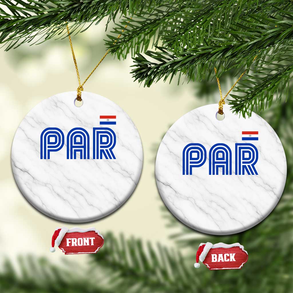 Vintage Paraguay Ceramic Ornament Retro Typography Patriotic Paraguayan Pride Flag Graphic TS10 1pc White Marble Print Your Wear