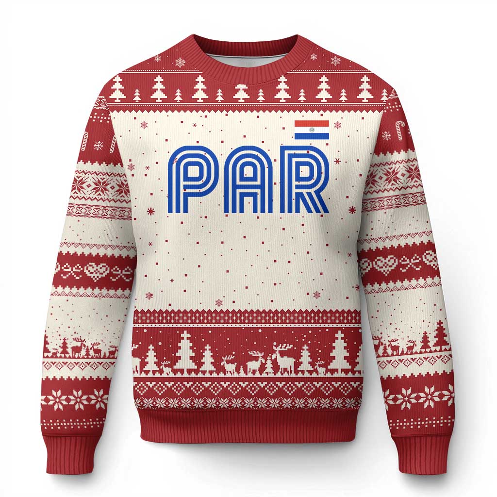 Vintage Paraguay Ugly Christmas Sweater Retro Typography Patriotic Paraguayan Pride Flag Graphic TS10 Beige Red Print Your Wear
