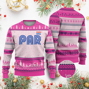 Vintage Paraguay Ugly Christmas Sweater Retro Typography Patriotic Paraguayan Pride Flag Graphic TS10 Hot Pink Print Your Wear