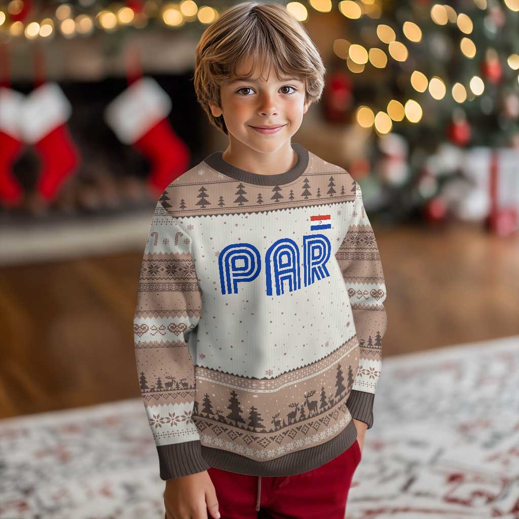 Vintage Paraguay Ugly Christmas Sweater Retro Typography Patriotic Paraguayan Pride Flag Graphic TS10 Mocha Mousse Print Your Wear