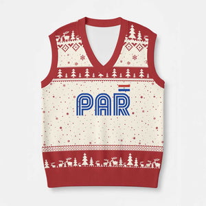 Vintage Paraguay V-Neck Knit Sweater Vest Retro Typography Patriotic Paraguayan Pride Flag Graphic TS10 Beige Red Print Your Wear
