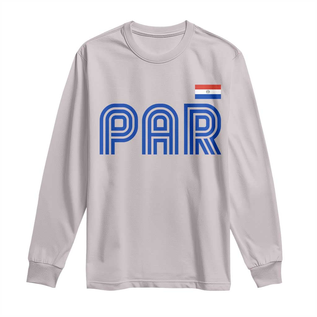 Vintage Paraguay Long Sleeve Shirt Retro Typography Patriotic Paraguayan Pride Flag Graphic TS10 Ice Gray Print Your Wear