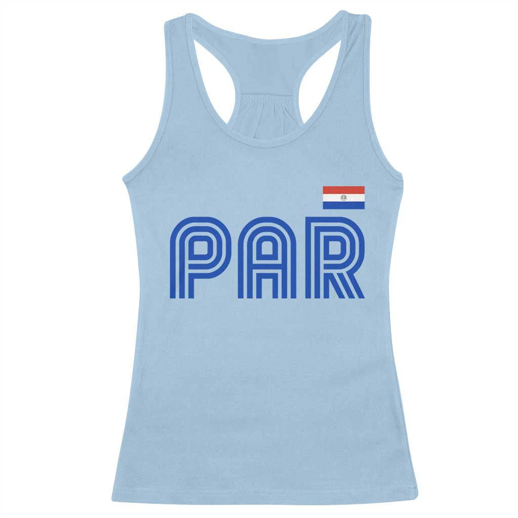 Vintage Paraguay Racerback Tank Top Retro Typography Patriotic Paraguayan Pride Flag Graphic TS10 Light Blue Print Your Wear