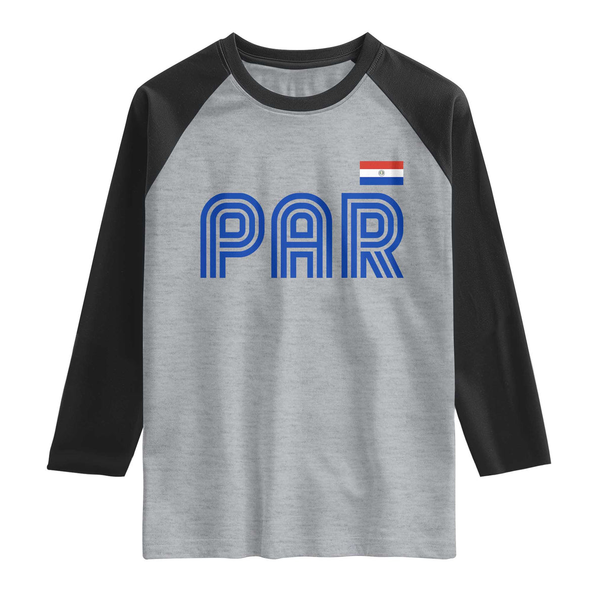 Vintage Paraguay Raglan Shirt Retro Typography Patriotic Paraguayan Pride Flag Graphic TS10 Heather Gray Black Print Your Wear