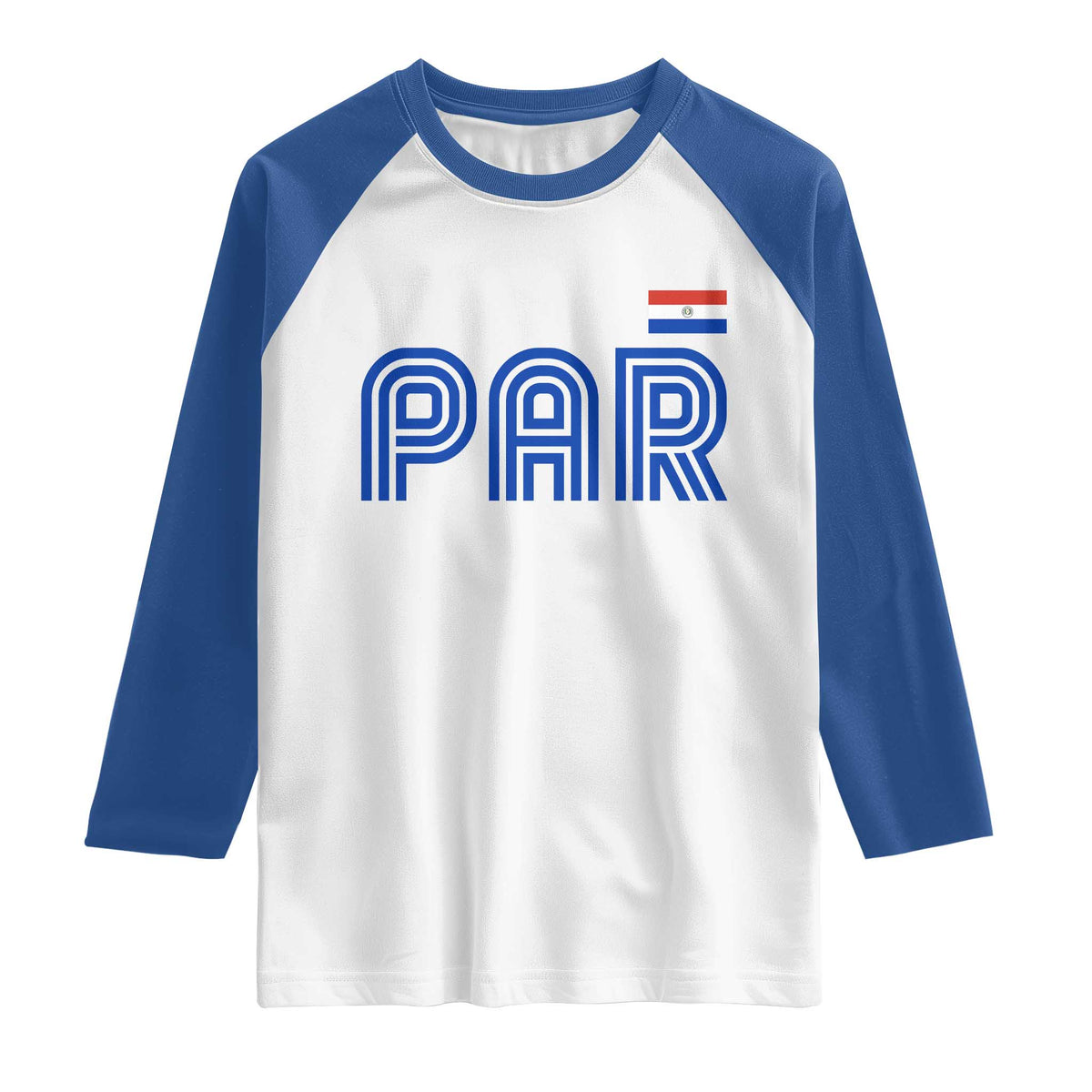Vintage Paraguay Raglan Shirt Retro Typography Patriotic Paraguayan Pride Flag Graphic TS10 White Royal Print Your Wear