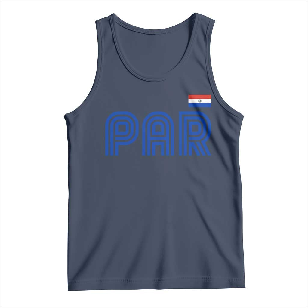 Vintage Paraguay Tank Top Retro Typography Patriotic Paraguayan Pride Flag Graphic TS10 Navy Print Your Wear
