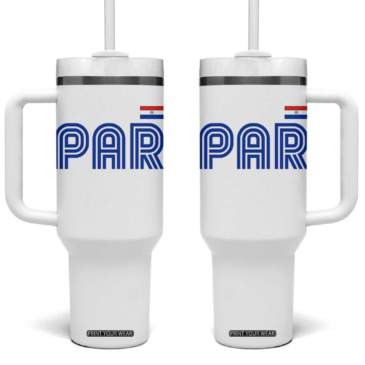 Vintage Paraguay Tumbler With Handle Retro Typography Patriotic Paraguayan Pride Flag Graphic TS10 One Size: 40 oz White Print Your Wear