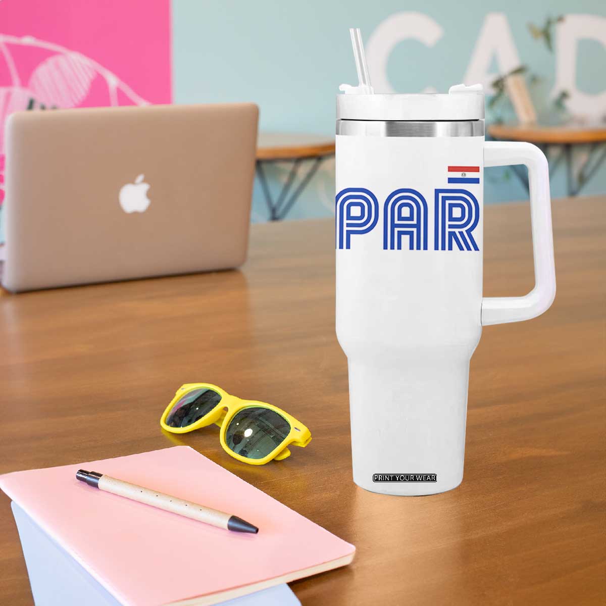 Vintage Paraguay Tumbler With Handle Retro Typography Patriotic Paraguayan Pride Flag Graphic TS10 Print Your Wear