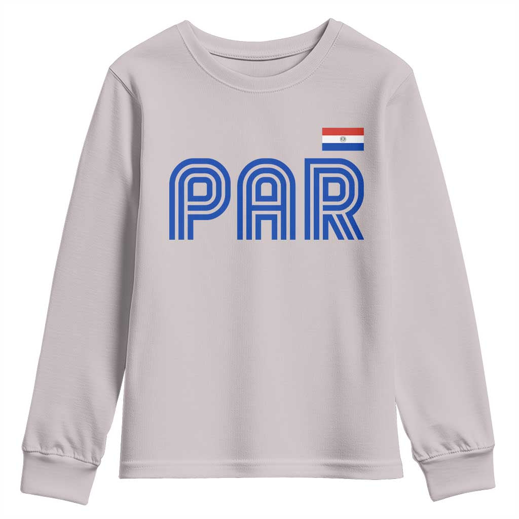 Vintage Paraguay Youth Sweatshirt Retro Typography Patriotic Paraguayan Pride Flag Graphic TS10 Ice Gray Print Your Wear