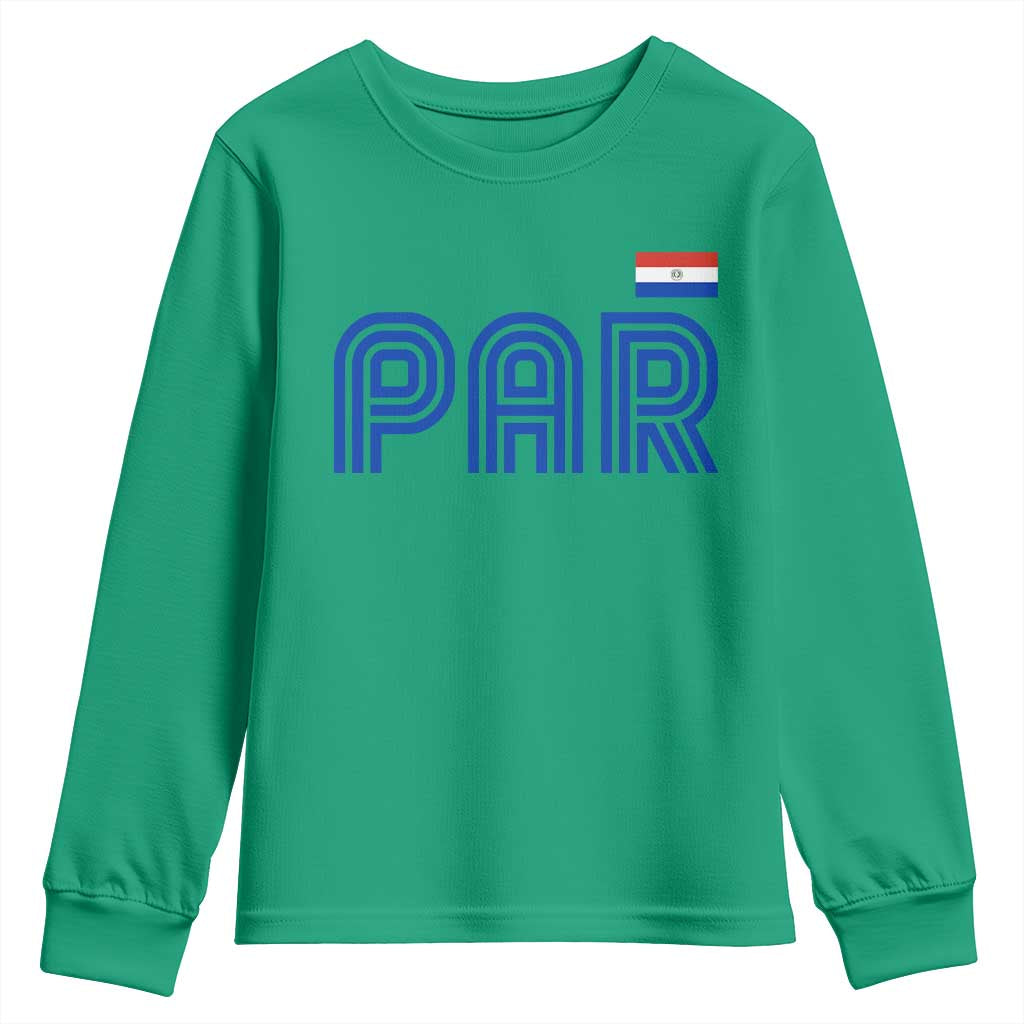 Vintage Paraguay Youth Sweatshirt Retro Typography Patriotic Paraguayan Pride Flag Graphic TS10 Irish Green Print Your Wear