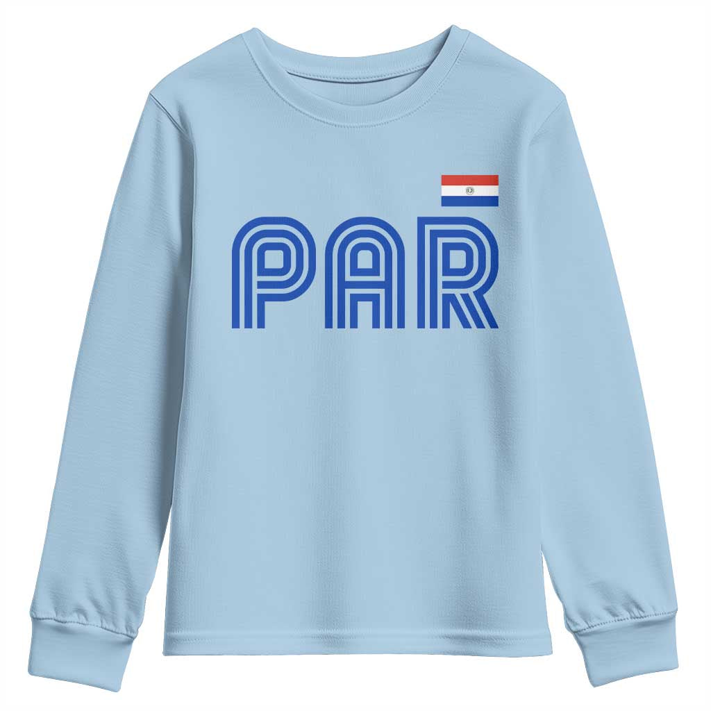 Vintage Paraguay Youth Sweatshirt Retro Typography Patriotic Paraguayan Pride Flag Graphic TS10 Light Blue Print Your Wear