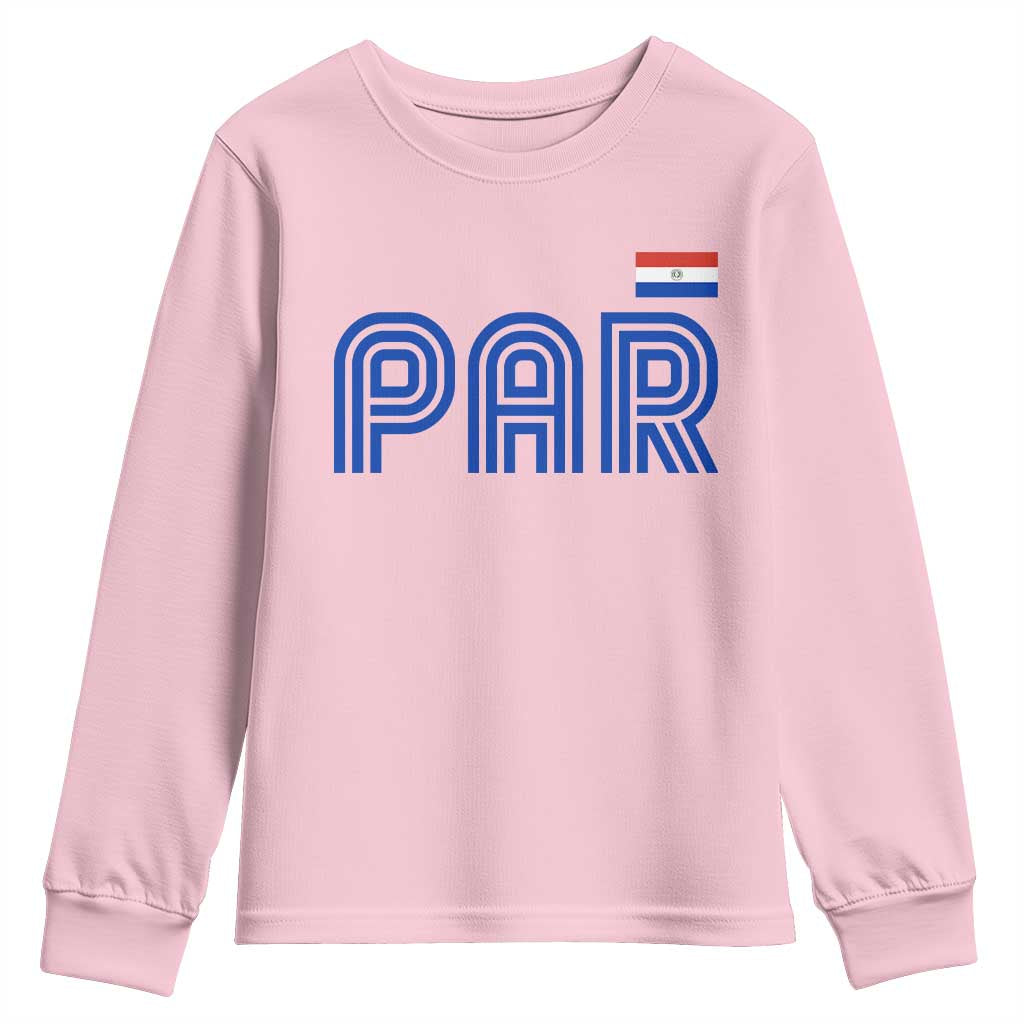 Vintage Paraguay Youth Sweatshirt Retro Typography Patriotic Paraguayan Pride Flag Graphic TS10 Light Pink Print Your Wear