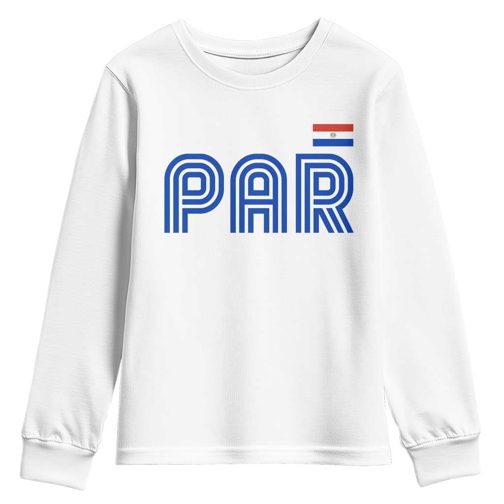 Vintage Paraguay Youth Sweatshirt Retro Typography Patriotic Paraguayan Pride Flag Graphic TS10 White Print Your Wear
