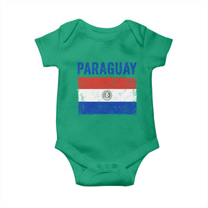 Vintage Paraguay Flag Distressed Paraguayan Pride Patriotic Soccer Fan Graphic Baby Onesie TS10 Irish Green Print Your Wear