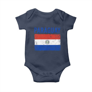 Vintage Paraguay Flag Distressed Paraguayan Pride Patriotic Soccer Fan Graphic Baby Onesie TS10 Navy Print Your Wear