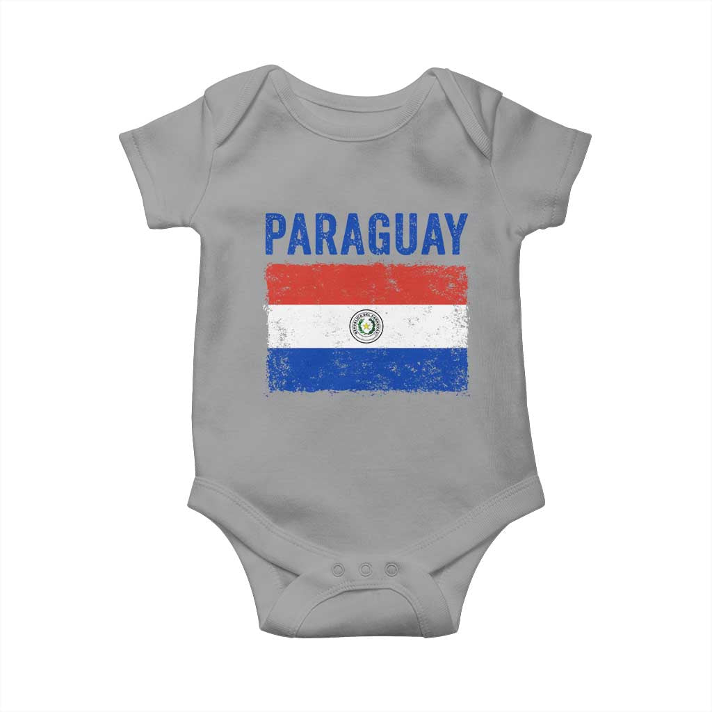 Vintage Paraguay Flag Distressed Paraguayan Pride Patriotic Soccer Fan Graphic Baby Onesie TS10 Sport Gray Print Your Wear
