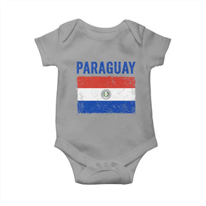 Vintage Paraguay Flag Distressed Paraguayan Pride Patriotic Soccer Fan Graphic Baby Onesie TS10 Sport Gray Print Your Wear