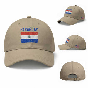 Vintage Paraguay Flag Distressed Paraguayan Pride Patriotic Soccer Fan Graphic Baseball Cap TS10 Baseball Cap Universal Fit Khaki Print Your Wear