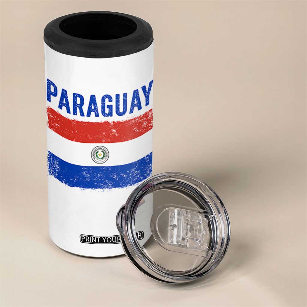 Vintage Paraguay Flag Distressed Paraguayan Pride Patriotic Soccer Fan Graphic 4 in 1 Can Cooler Tumbler TS10 Print Your Wear