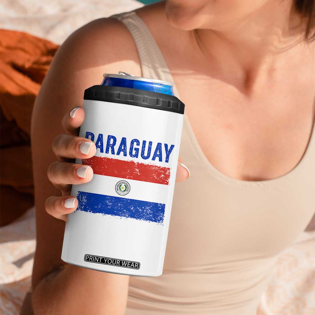Vintage Paraguay Flag Distressed Paraguayan Pride Patriotic Soccer Fan Graphic 4 in 1 Can Cooler Tumbler TS10 Print Your Wear