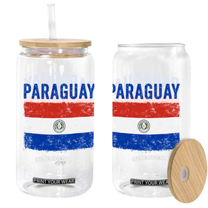 Vintage Paraguay Flag Distressed Paraguayan Pride Patriotic Soccer Fan Graphic Glass Can TS10 Print Your Wear
