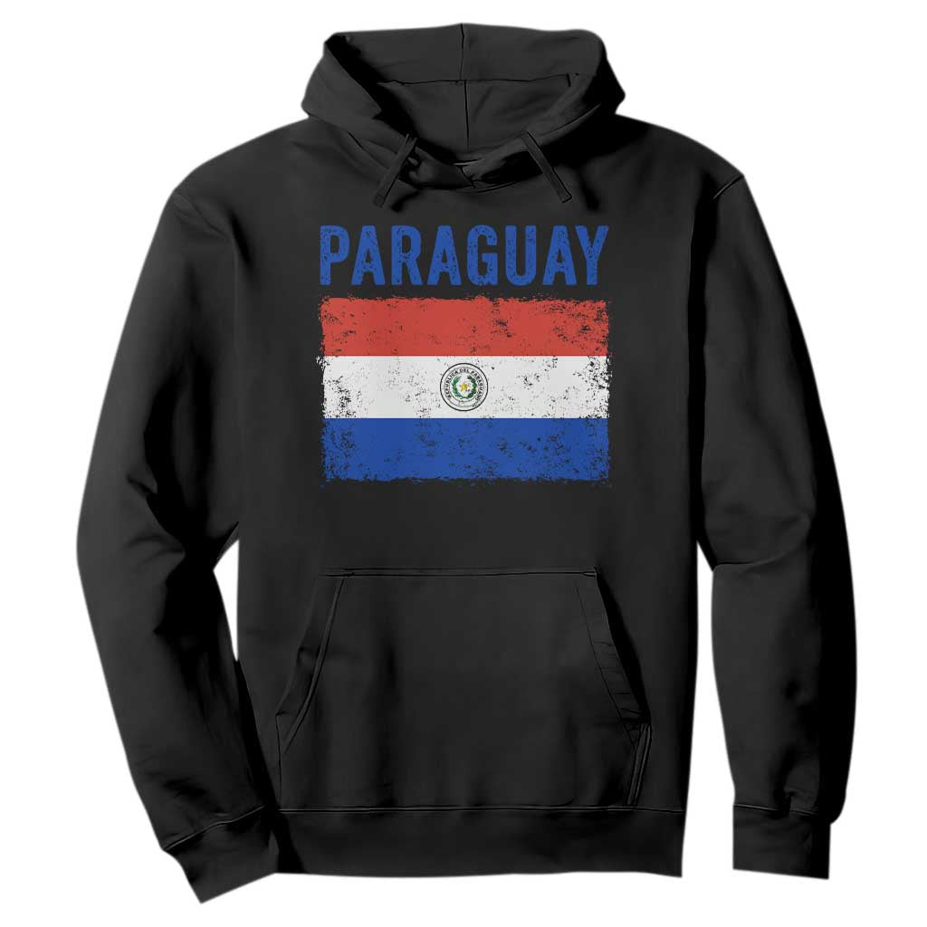 Vintage Paraguay Flag Distressed Paraguayan Pride Patriotic Soccer Fan Graphic Hoodie TS10 Black Print Your Wear