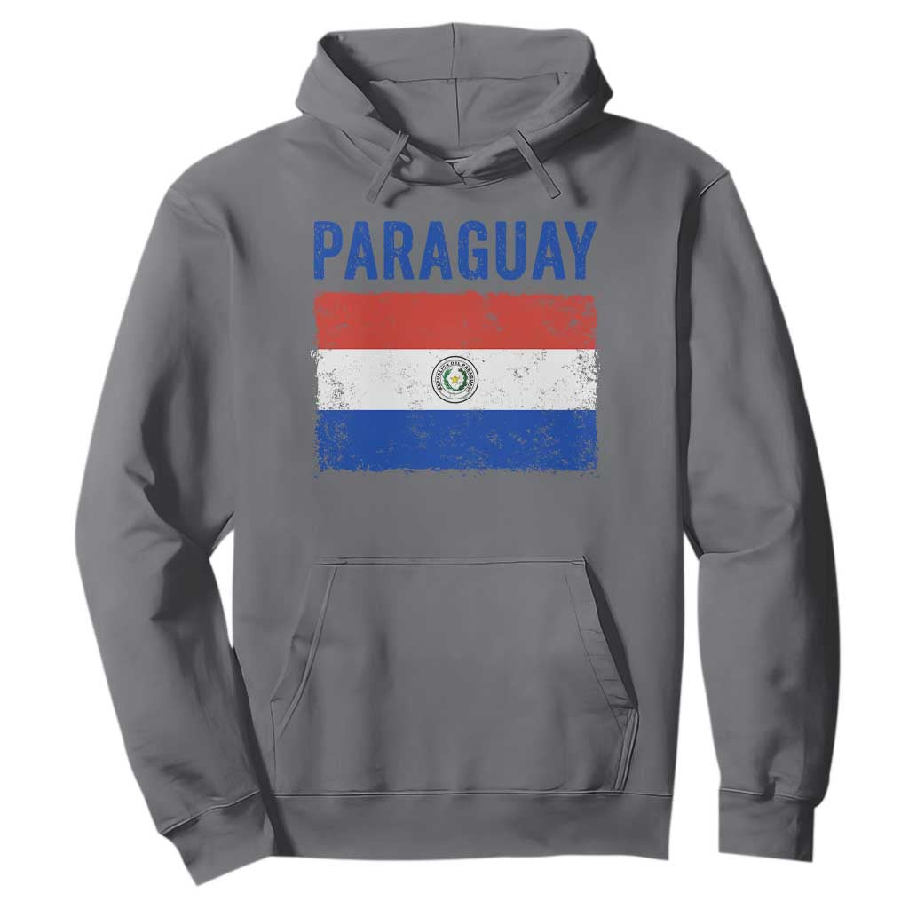 Vintage Paraguay Flag Distressed Paraguayan Pride Patriotic Soccer Fan Graphic Hoodie TS10 Charcoal Print Your Wear