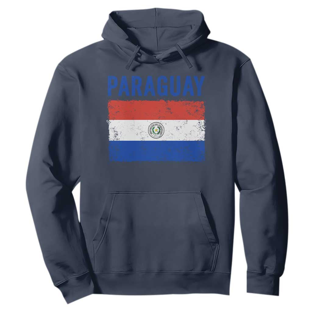 Vintage Paraguay Flag Distressed Paraguayan Pride Patriotic Soccer Fan Graphic Hoodie TS10 Navy Print Your Wear
