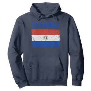 Vintage Paraguay Flag Distressed Paraguayan Pride Patriotic Soccer Fan Graphic Hoodie TS10 Navy Print Your Wear