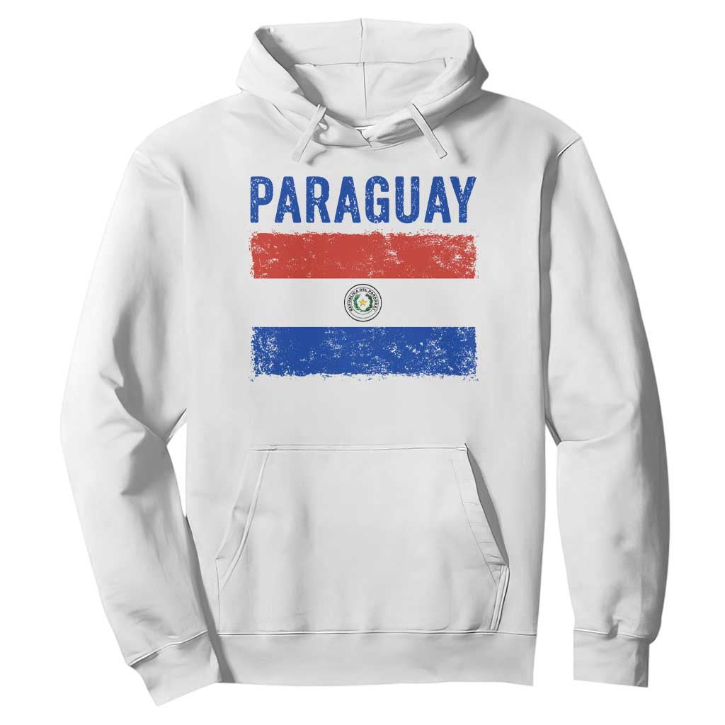 Vintage Paraguay Flag Distressed Paraguayan Pride Patriotic Soccer Fan Graphic Hoodie TS10 White Print Your Wear