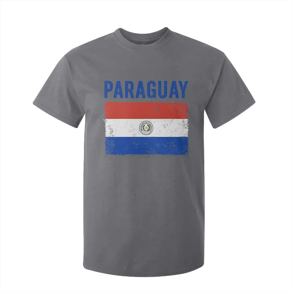 Vintage Paraguay Flag Distressed Paraguayan Pride Patriotic Soccer Fan Graphic T Shirt For Kid TS10 Charcoal Print Your Wear