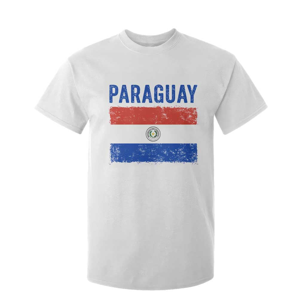 Vintage Paraguay Flag Distressed Paraguayan Pride Patriotic Soccer Fan Graphic T Shirt For Kid TS10 White Print Your Wear